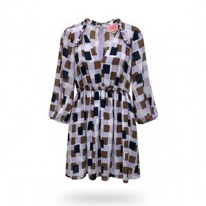 Kate Spade Purple, black and brown patterned long sleeve dress size 8